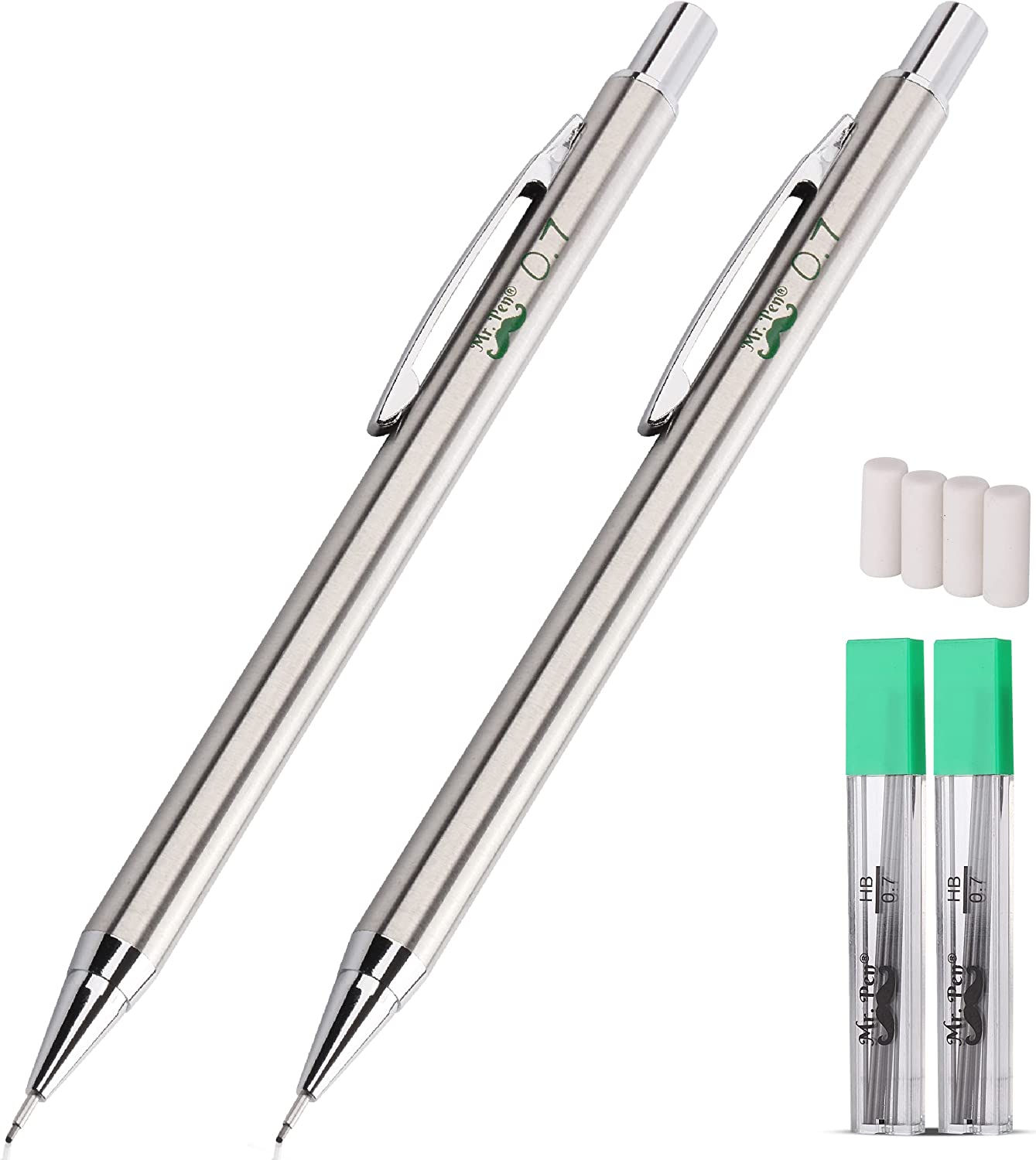 Metal Mechanical Pencils 0.7mm 2 Pack Lead Pencil Metal Mechanical Mr. Pen