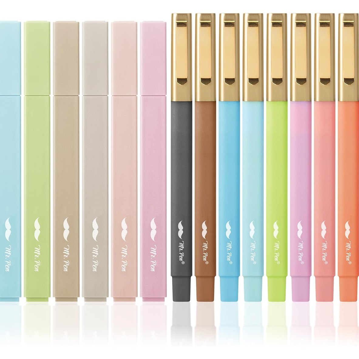 Aesthetic Highlighters and Pens No Bleed, 16 Pack, Black Ink Bible Pens, Pastel Color Bible Highlighters No Bleed, Highlighter Pens, No Bleed Highlighters for Bibles, Bible Pens