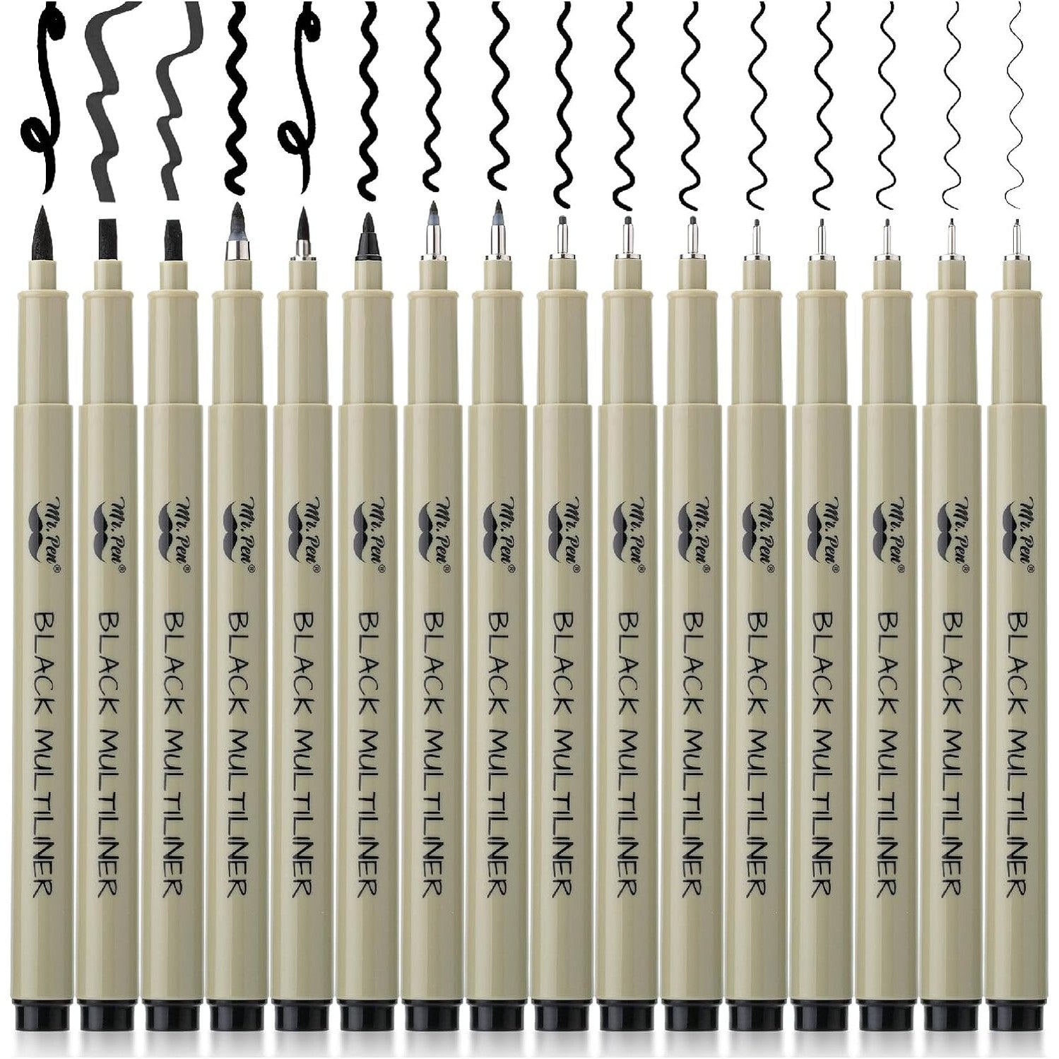 Pen Fineliner Drawing Pens, 16 Pack Black Multiliner