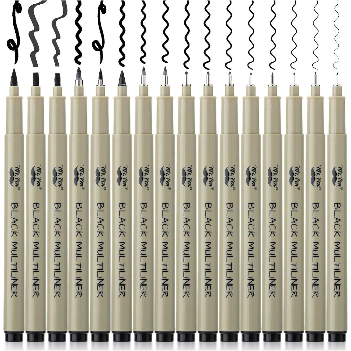 Fineliner Drawing Pens, 16 Pack Black Multiliner Set, Assorted Tip Sizes for Sketching, Notes & Bible Journaling
