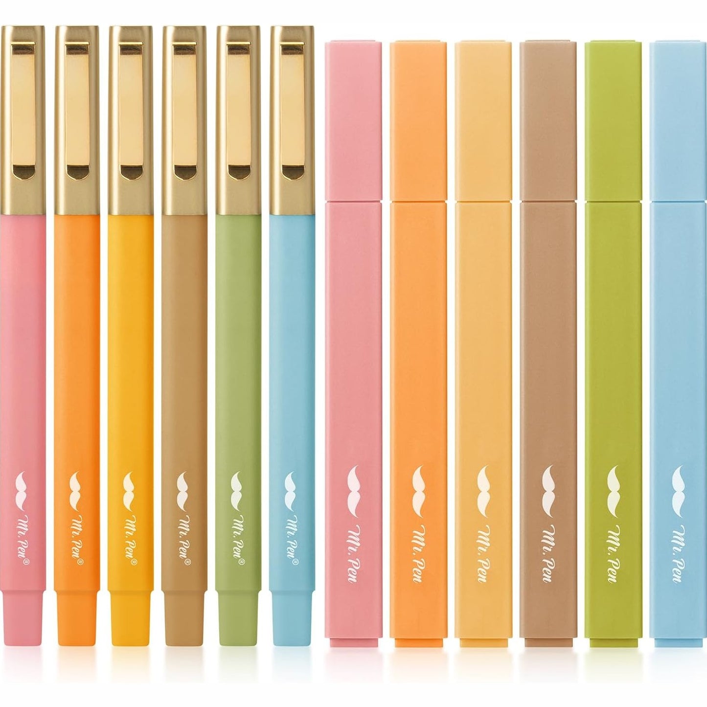 Aesthetic Highlighters and Pens No Bleed, 12 Pack, Pastel Color Bible Highlighters No Bleed, Black Ink Bible Pens, Highlighter Pens, No Bleed Highlighters for Bible, Bible Pens