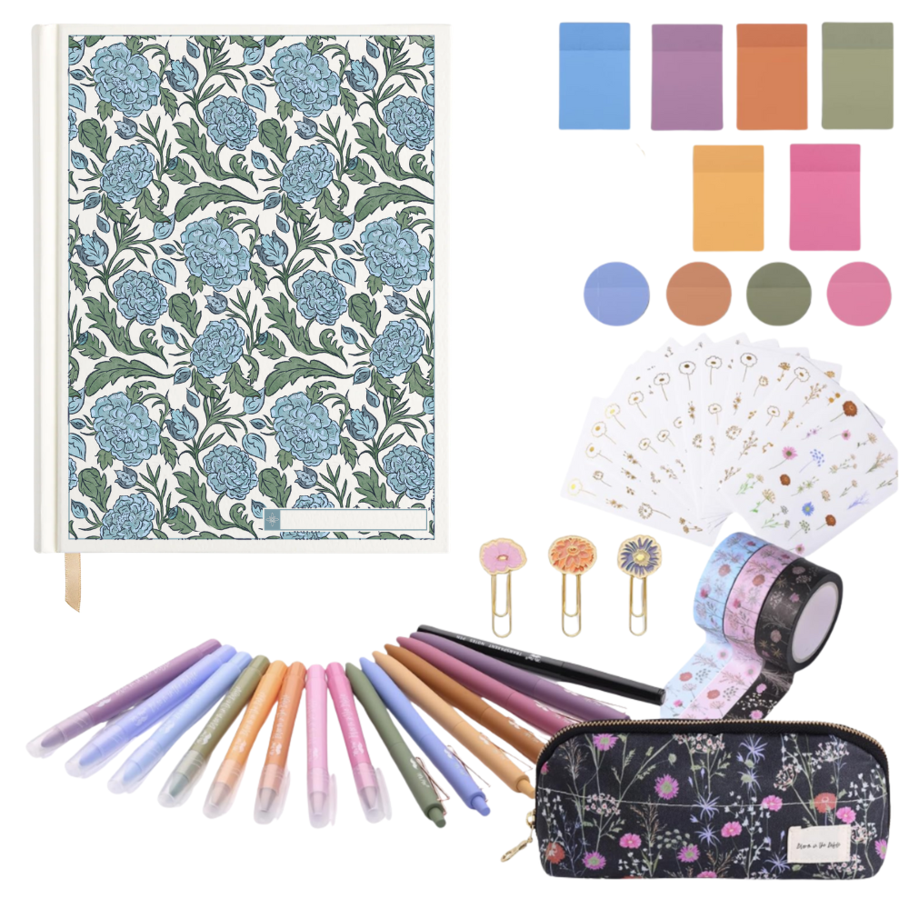 ESV Custom Single Column Journaling Bible®, Floral Hardcover with Name Box – Pink, Blue, Cream, or Marigold