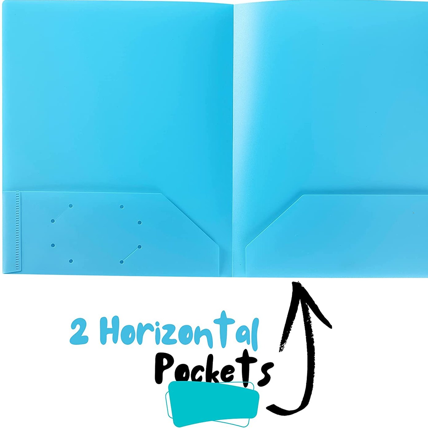 Plastic File Folders with Pockets, Heavy Duty 2-Pocket File Folders, Assorted Colors, 5 Pack