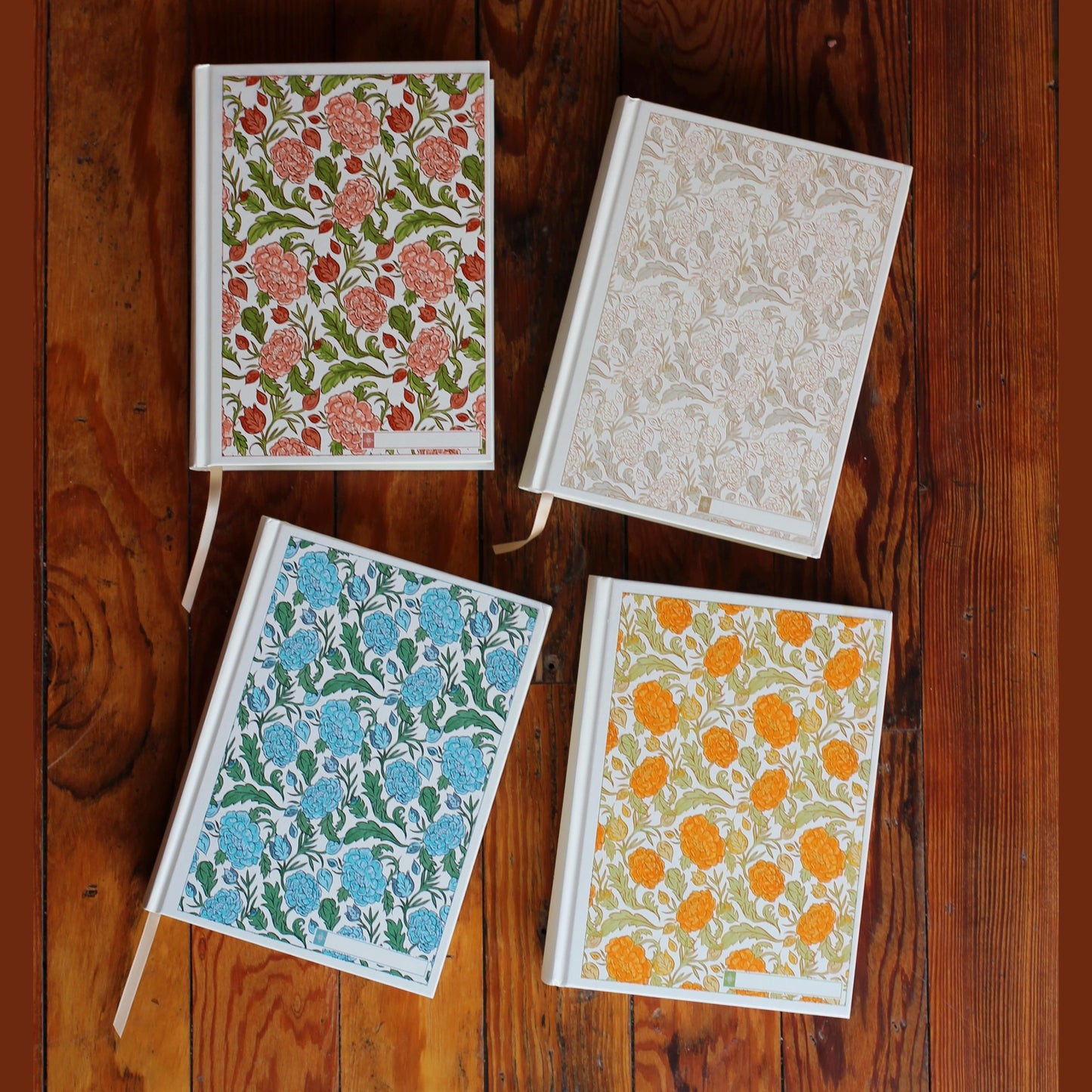 ESV Custom Single Column Journaling Bible®, Floral Hardcover with Name Box – Pink, Blue, Cream, or Marigold