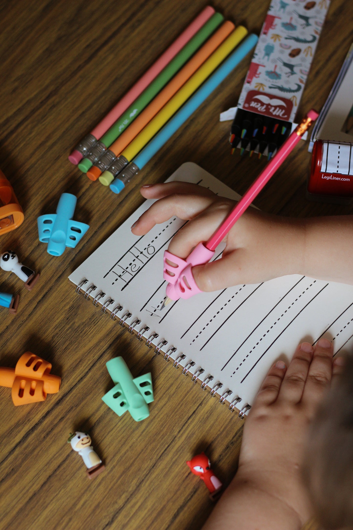 Mr. Pen x LegiLiner Handwriting Kit – Self-Inking Writing Stamp + Tools for Kids Learning to Write | Back to School Practice Set with Pencil Grips, Guide, Pouch & More