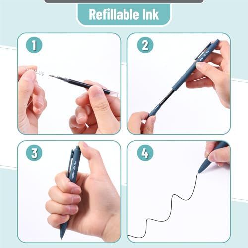 Mr. Pen- Retractable Gel Pens, 12 Pack, Black Ink, Summer Color Barrel Gel Pens, Gel Pens Fine Point 0.5mm, Retractable Pens