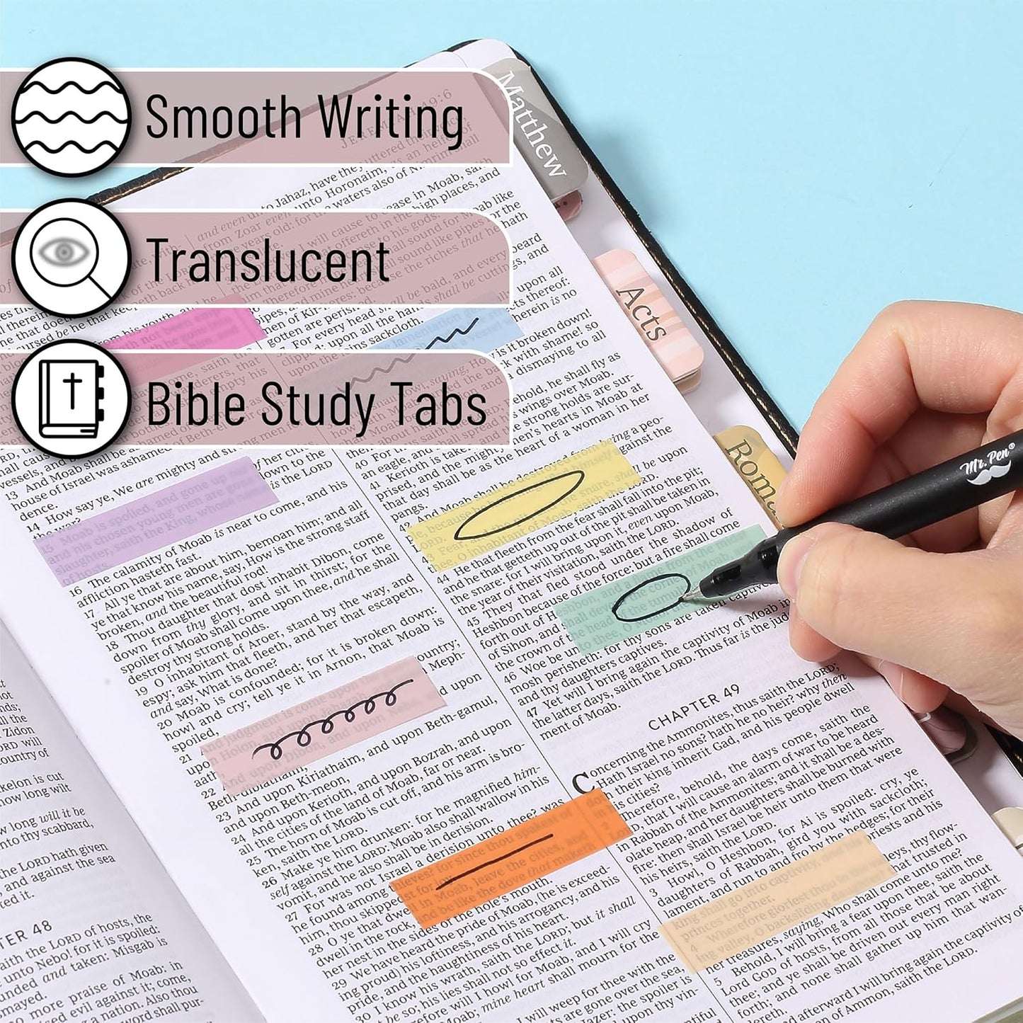 Sticky Tabs 3200 Pcs, Colorful Transparent Book Tabs, Page Markers, Index Tabs for Notes & Organizing