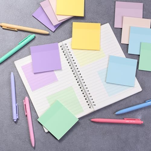 Mr. Pen- Transparent Sticky Notes, 3”x3”, Morandi Colors, 12 Pads, 600 Sheets, See Through Sticky Notes, Bulk Sticky Notes Transparent