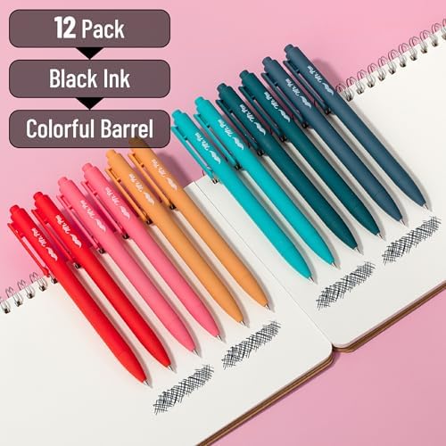 Mr. Pen- Retractable Gel Pens, 12 Pack, Black Ink, Summer Color Barrel Gel Pens, Gel Pens Fine Point 0.5mm, Retractable Pens