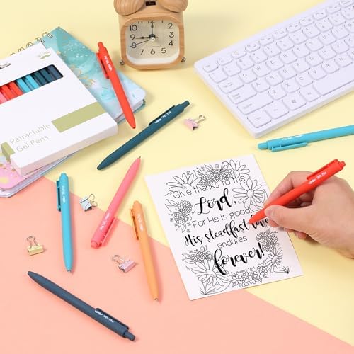 Mr. Pen- Retractable Gel Pens, 12 Pack, Black Ink, Summer Color Barrel Gel Pens, Gel Pens Fine Point 0.5mm, Retractable Pens