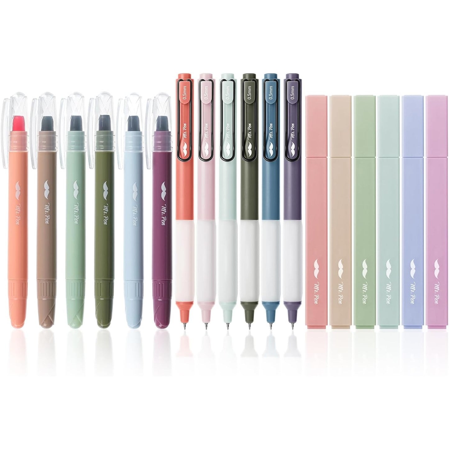 Aesthetic Highlighters and Gel Pens, 18 Pack, Gel Highlighters for Bibles, Vintage Color Highlighters, Black Gel Pens, Highlighter Pens, Vintage Color Bible Highlighter No Bleed