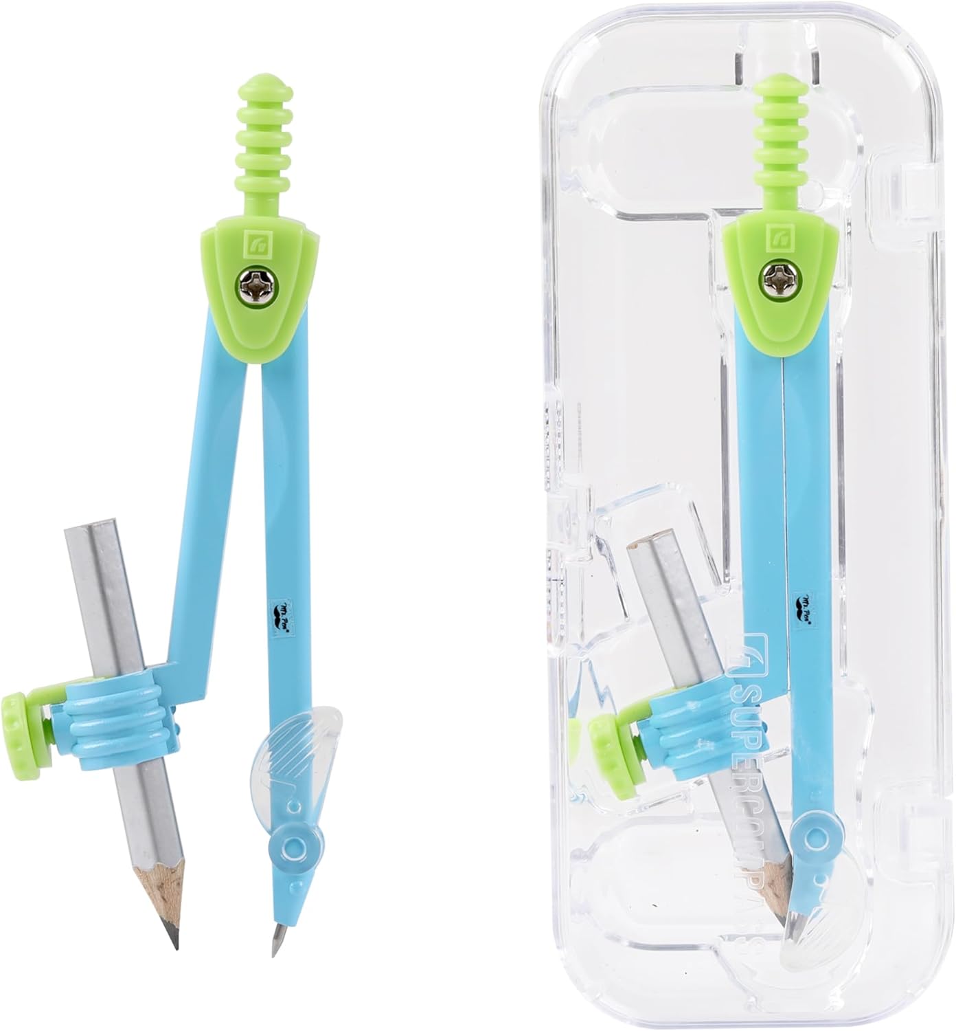 Geometry Compass with Pencil, Metal Body, Locking, Case