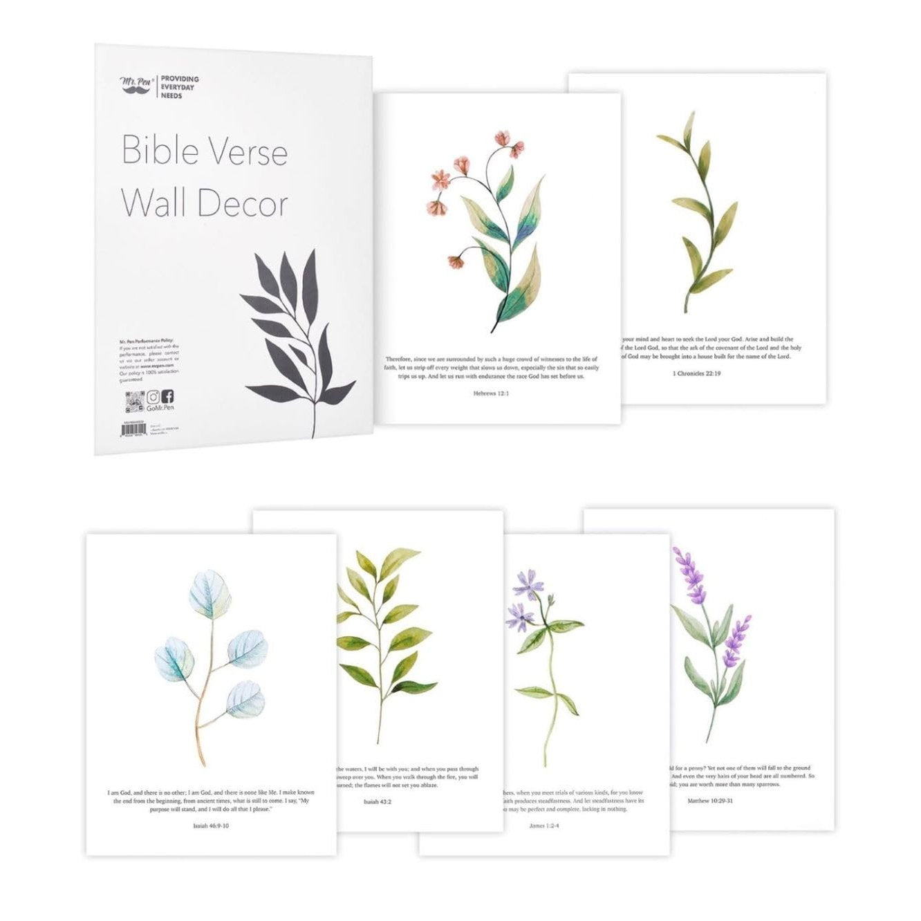 Christian Wall Decor, 6 Pack, 11” x 14”, Scripture Wall Art, Bible Verse Wall Decor, Bible Verse Poster, Bible Scriptures Wall Decor, Religious Wall Decor, Scripture Wall Decor