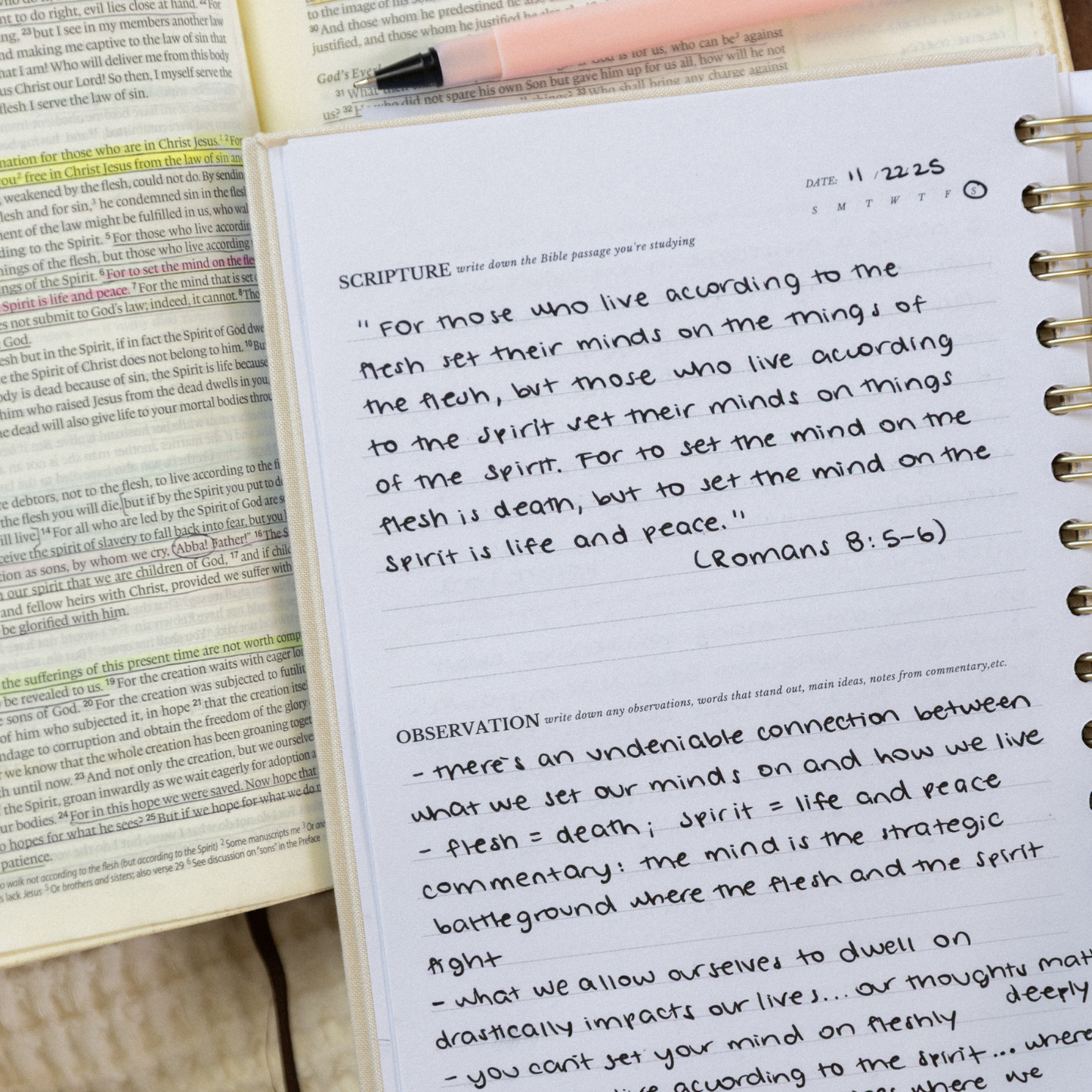 Mr. Pen- Abide Bible Study Journal – A5 Hardcover Journal with 240 Pages, 120gsm Paper, Gold Metal Spiral, Christian Gift for Women, SOAP Bible Study Method