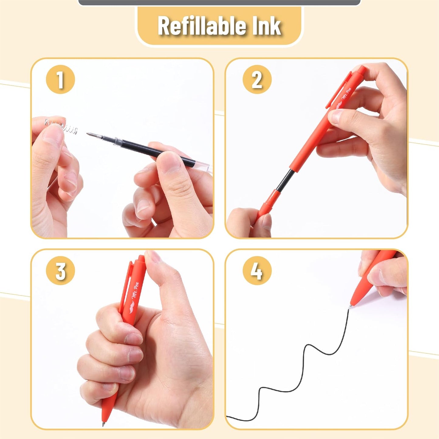 Mr. Pen- Retractable Gel Pens, 12 Pack, Black Ink, Retro Colors Barrels Gel Pens, Gel Pens Fine Point 0.5mm, Retractable Pens, Cute Pens