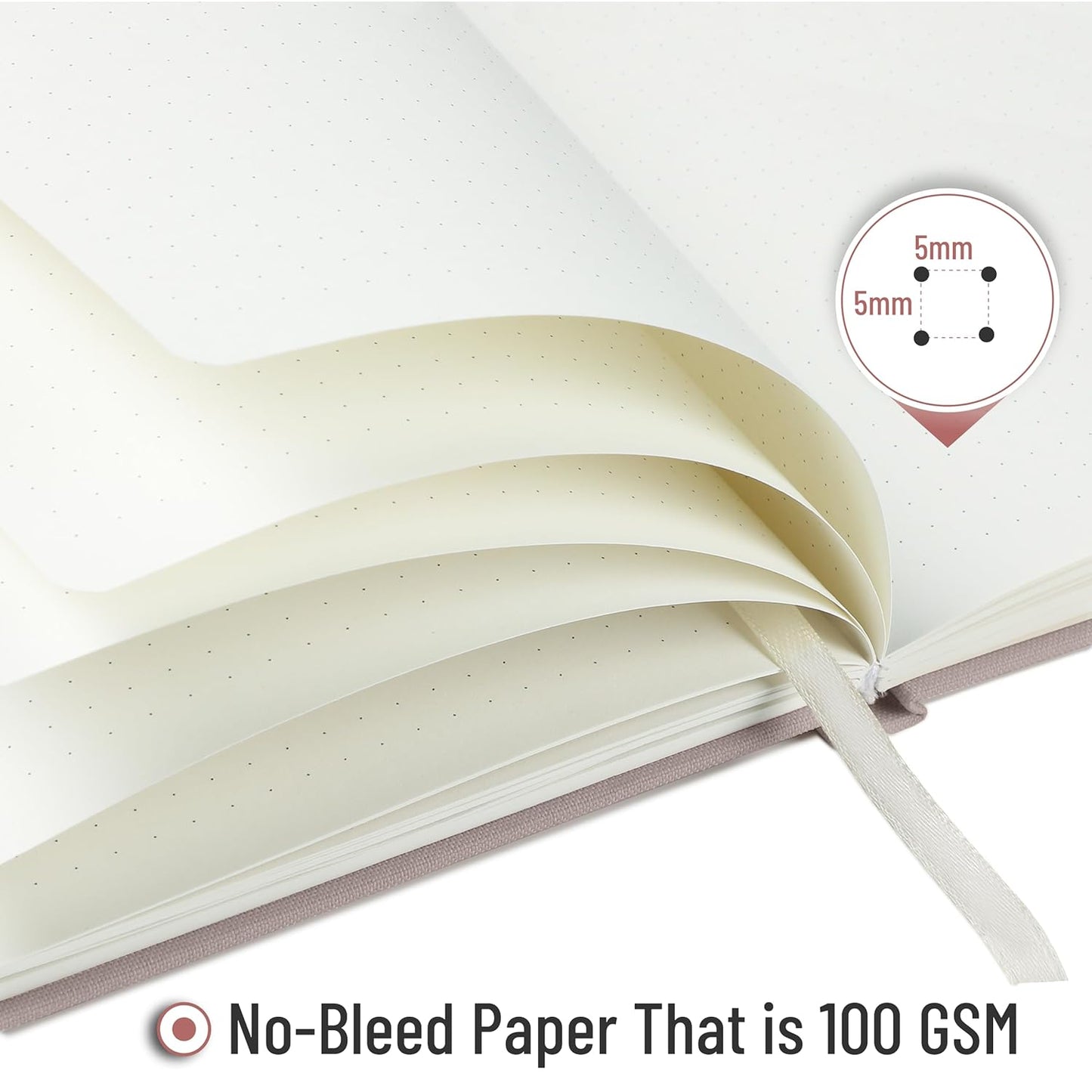 Customizable Dotted Journal Notebook, 5.7"x8.3", 160 Pages, Fabric Hardcover