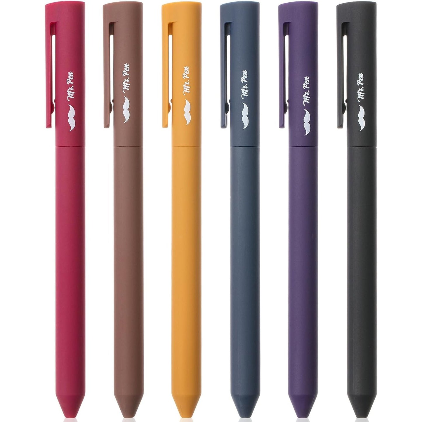 Retractable Gel Pens, 6 Pack, Vintage Colors, Smooth Writing, Fine Point, Colored Ink, Stylish Barrels