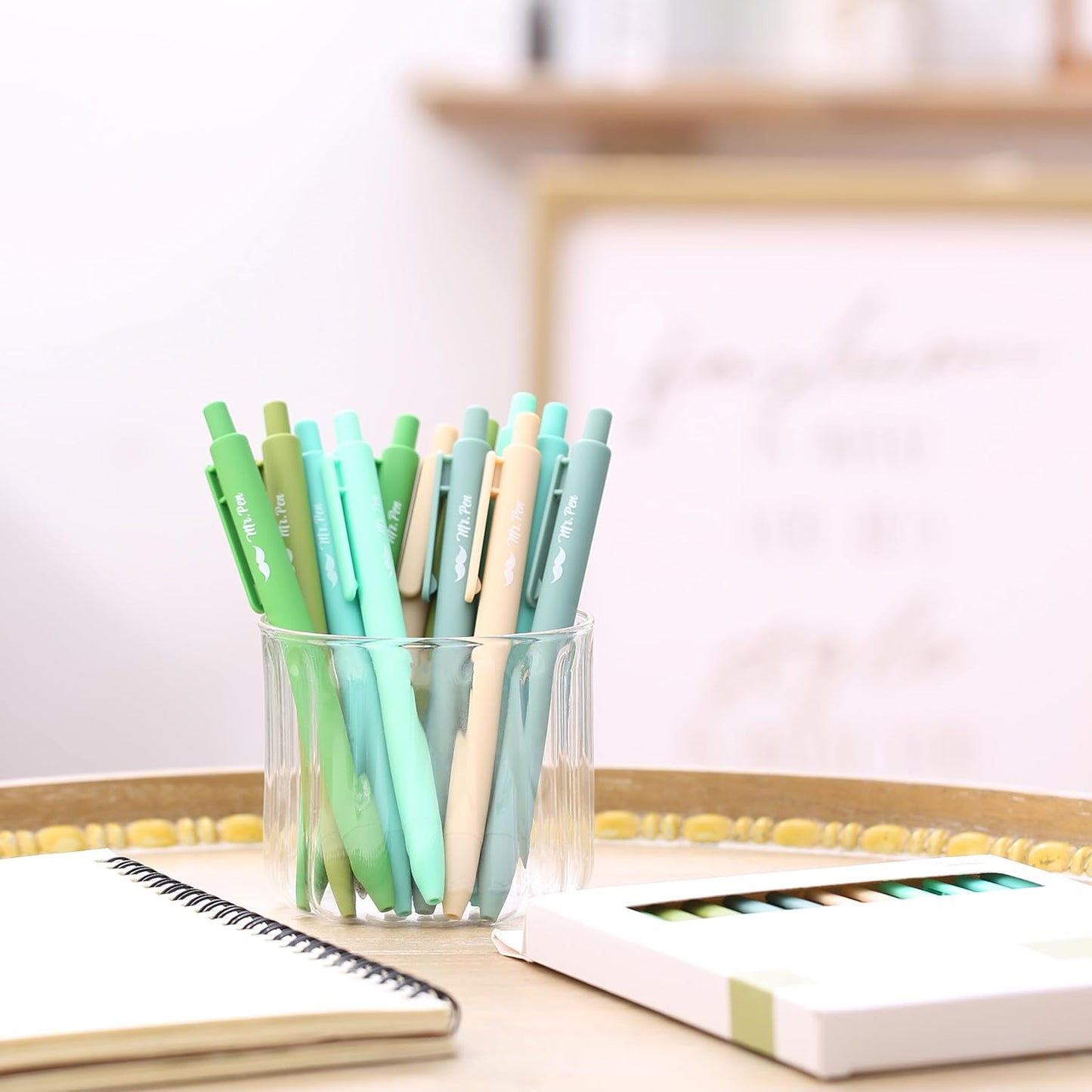 Mr. Pen- Retractable Gel Pens, 12 Pack, Black Ink, Green Ombre Color Barrel Gel Pens, Gel Pens Fine Point 0.5mm, Retractable Pens, Cute Pens