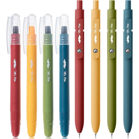 Bible Highlighters & Pens, 8 Pack, No Bleed Gel Highlighters with Black Gel Pens