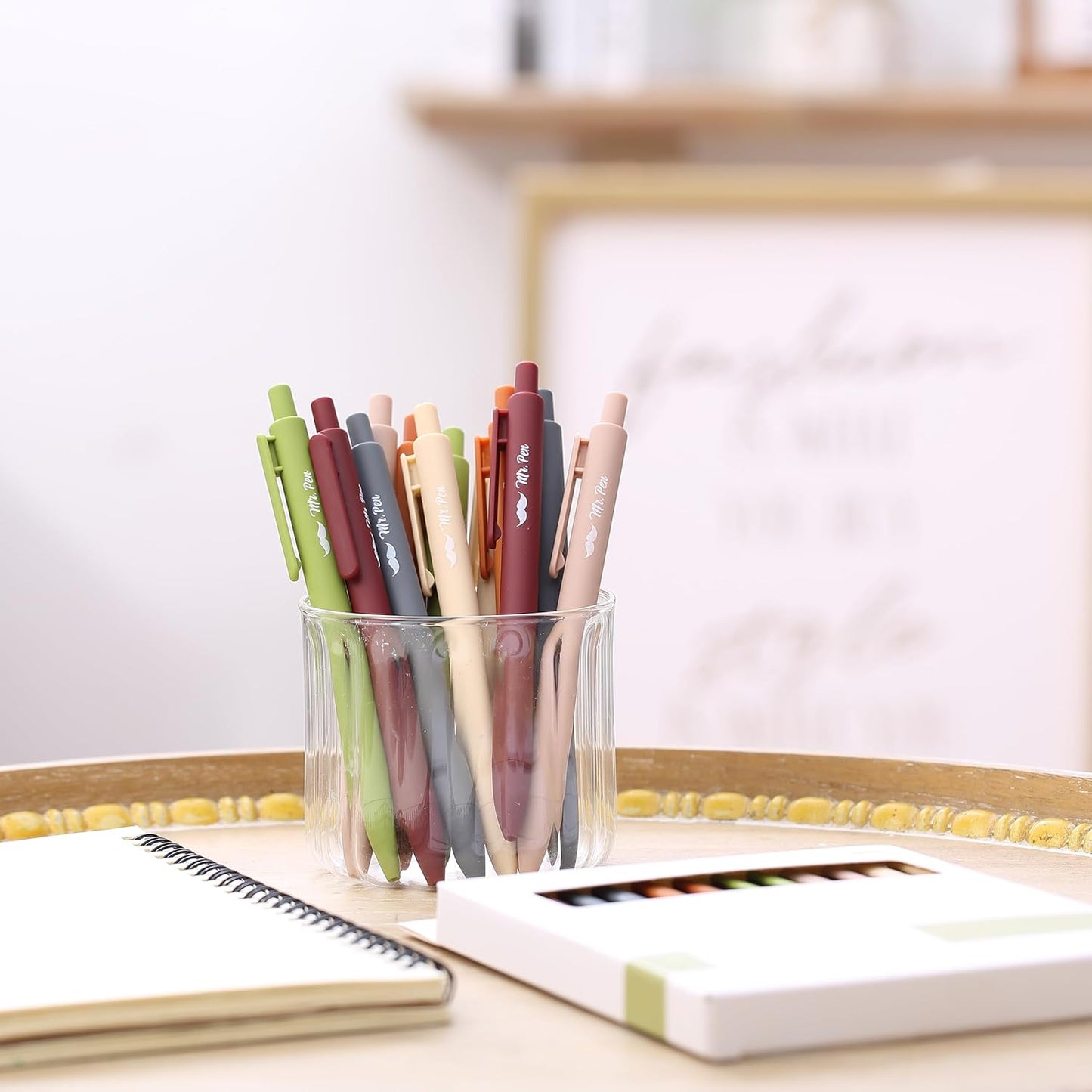 Mr. Pen- Retractable Gel Pens, 12 Pack, Black Ink, Natural Earthy Barrels Gel Pens