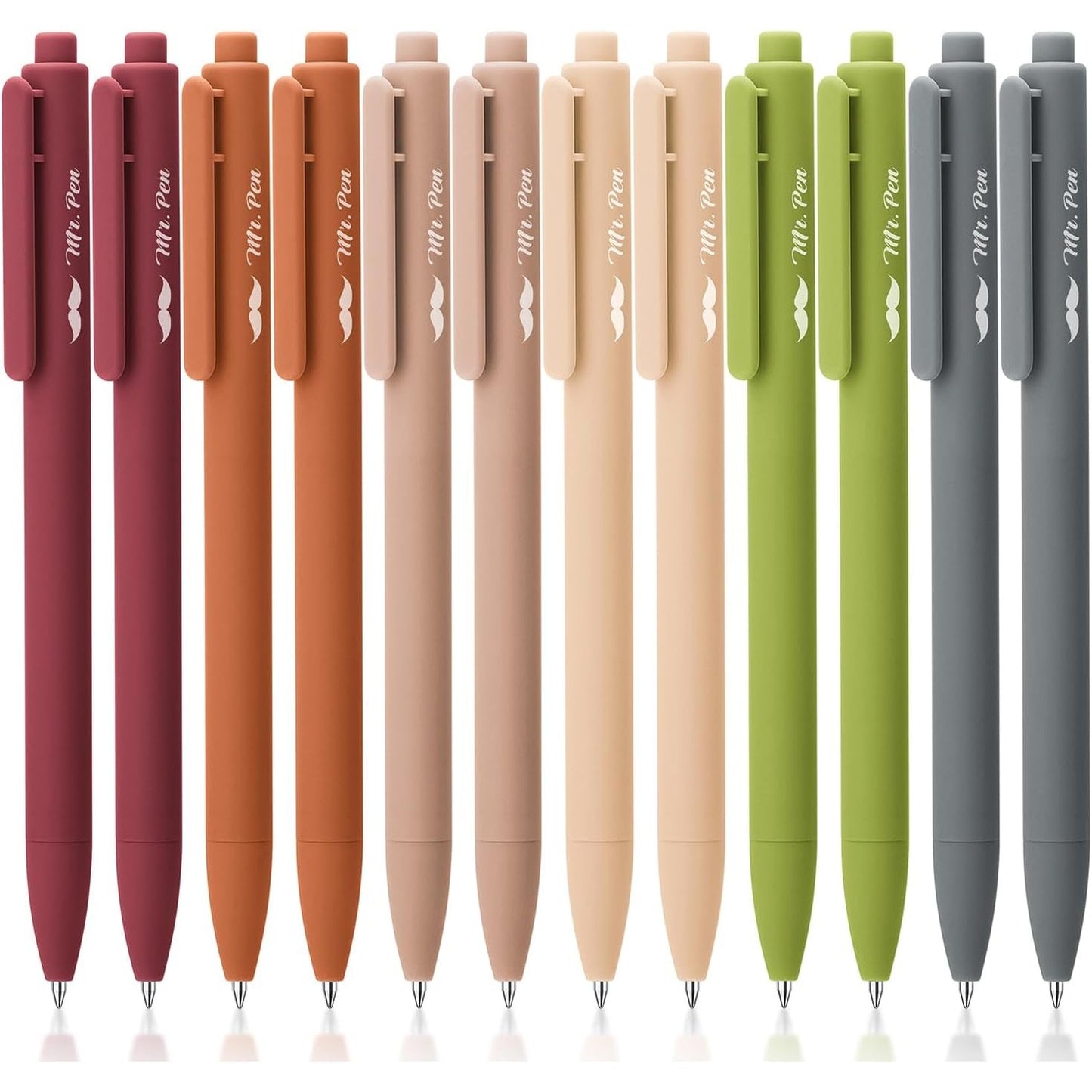 Mr. Pen- Retractable Gel Pens, 12 Pack, Black Ink, Natural Earthy Barrels Gel Pens