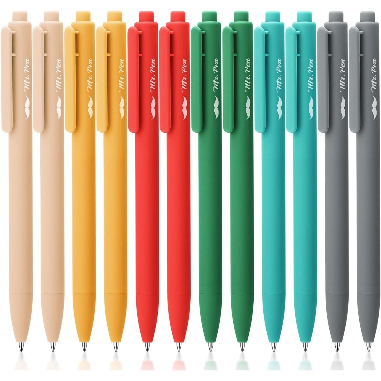 Mr. Pen- Retractable Gel Pens, 12 Pack, Black Ink, Retro Colors Barrels Gel Pens, Gel Pens Fine Point 0.5mm, Retractable Pens, Cute Pens