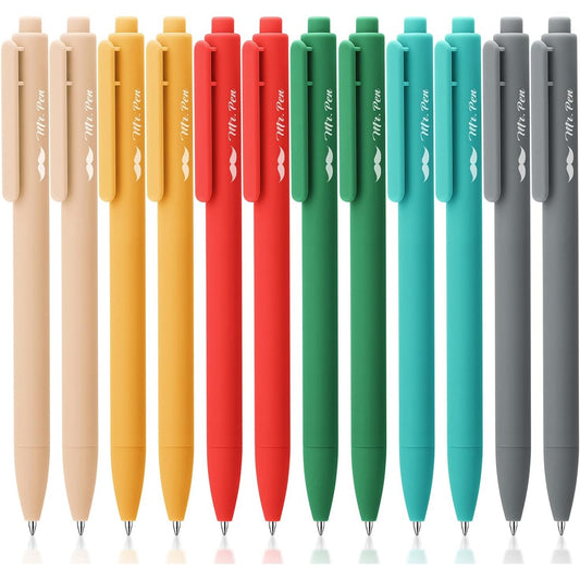 Mr. Pen- Retractable Gel Pens, 12 Pack, Black Ink, Retro Colors Barrels Gel Pens, Gel Pens Fine Point 0.5mm, Retractable Pens, Cute Pens
