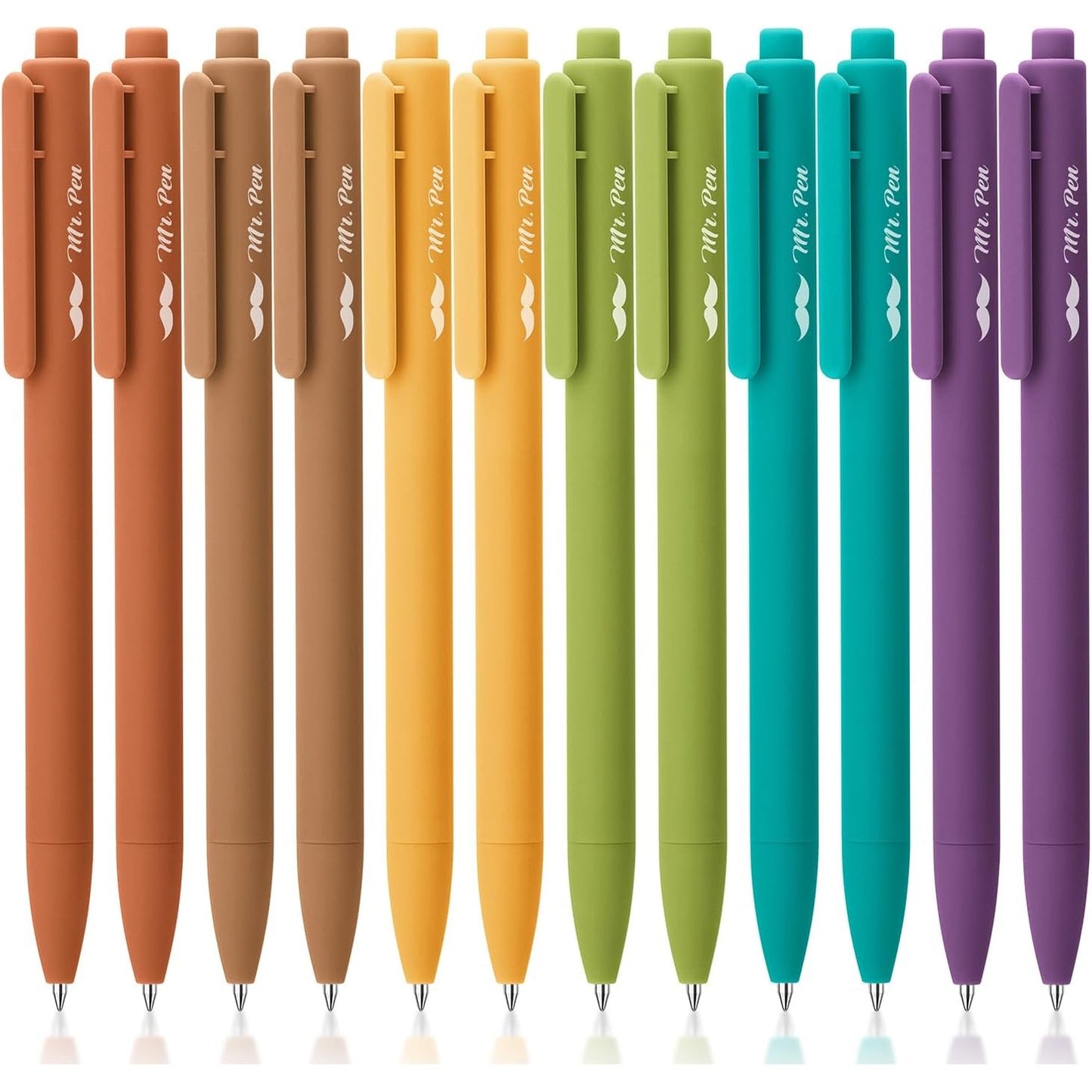 Mr. Pen- Retractable Gel Pens, 12 Pack, Black Ink, Earthy Color Barrel Gel Pens, Gel Pens Fine Point 0.5mm, Retractable Pens