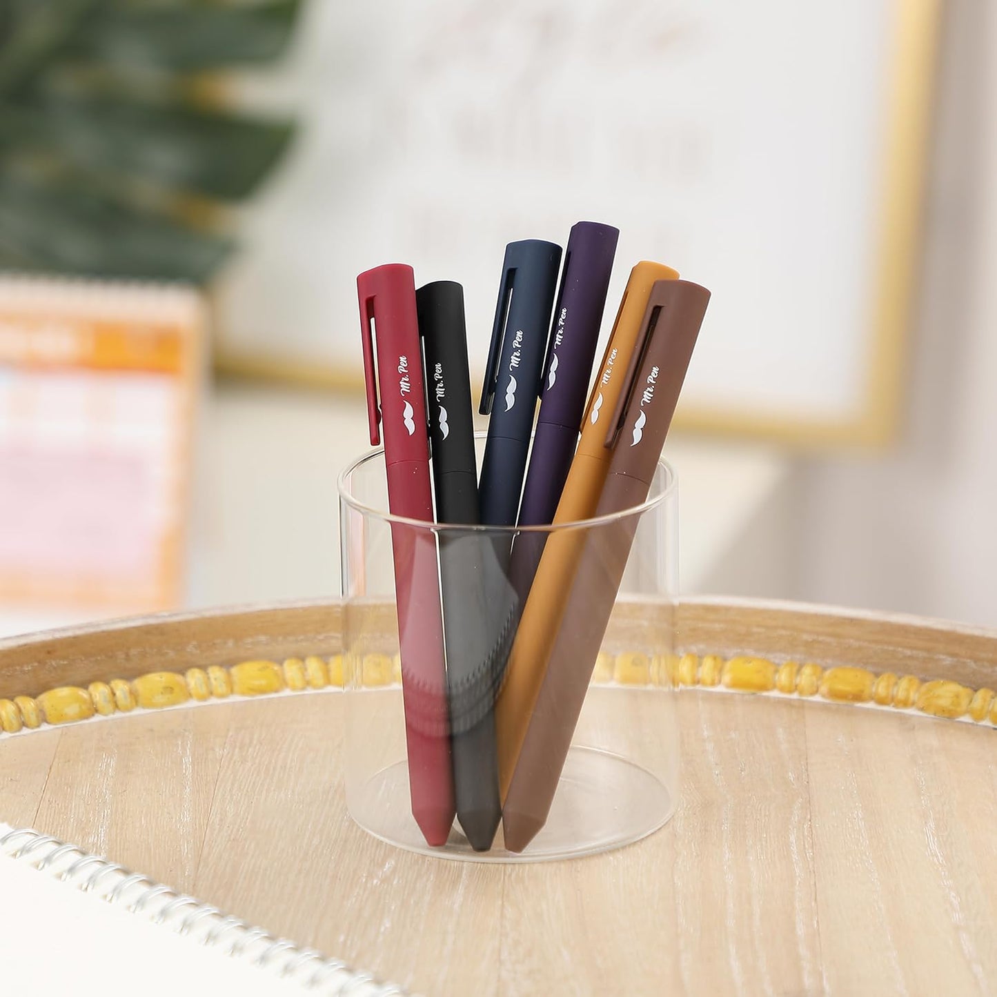 Retractable Gel Pens, 6 Pack, Vintage Colors, Smooth Writing, Fine Point, Colored Ink, Stylish Barrels