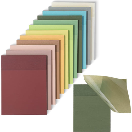 Transparent Sticky Notes 3"x4", 12 Pads, 600 Sheets, Vintage Colors, Clear See-Through Notes