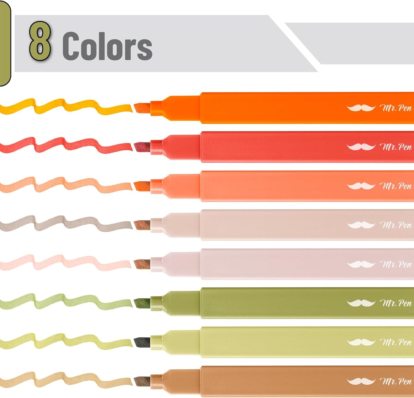 Mr. Pen- Aesthetic Highlighters, 8 Pack, Chisel Tip, Autumn Earth, Cute Highlighters Assorted Colors