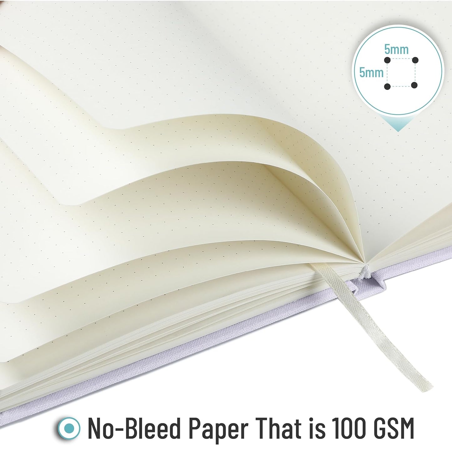 Customizable Dotted Journal Notebook, 5.7"x8.3", 160 Pages, Fabric Hardcover