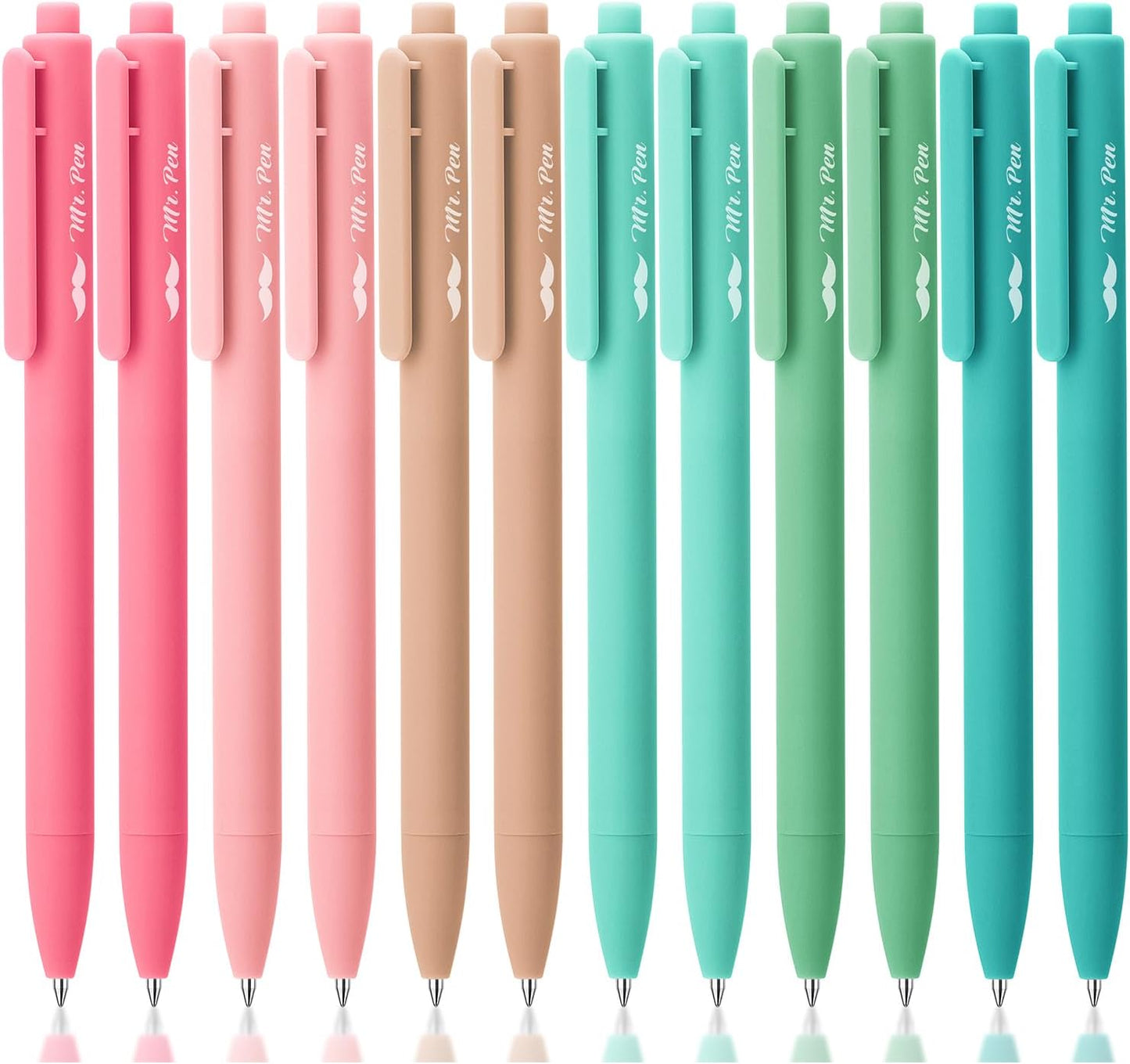 Mr. Pen- Retractable Gel Pens, 12 Pack, Black Ink, Retro Colors Barrel Gel Pens, Gel Pens Fine Point 0.5mm, Retractable Pens