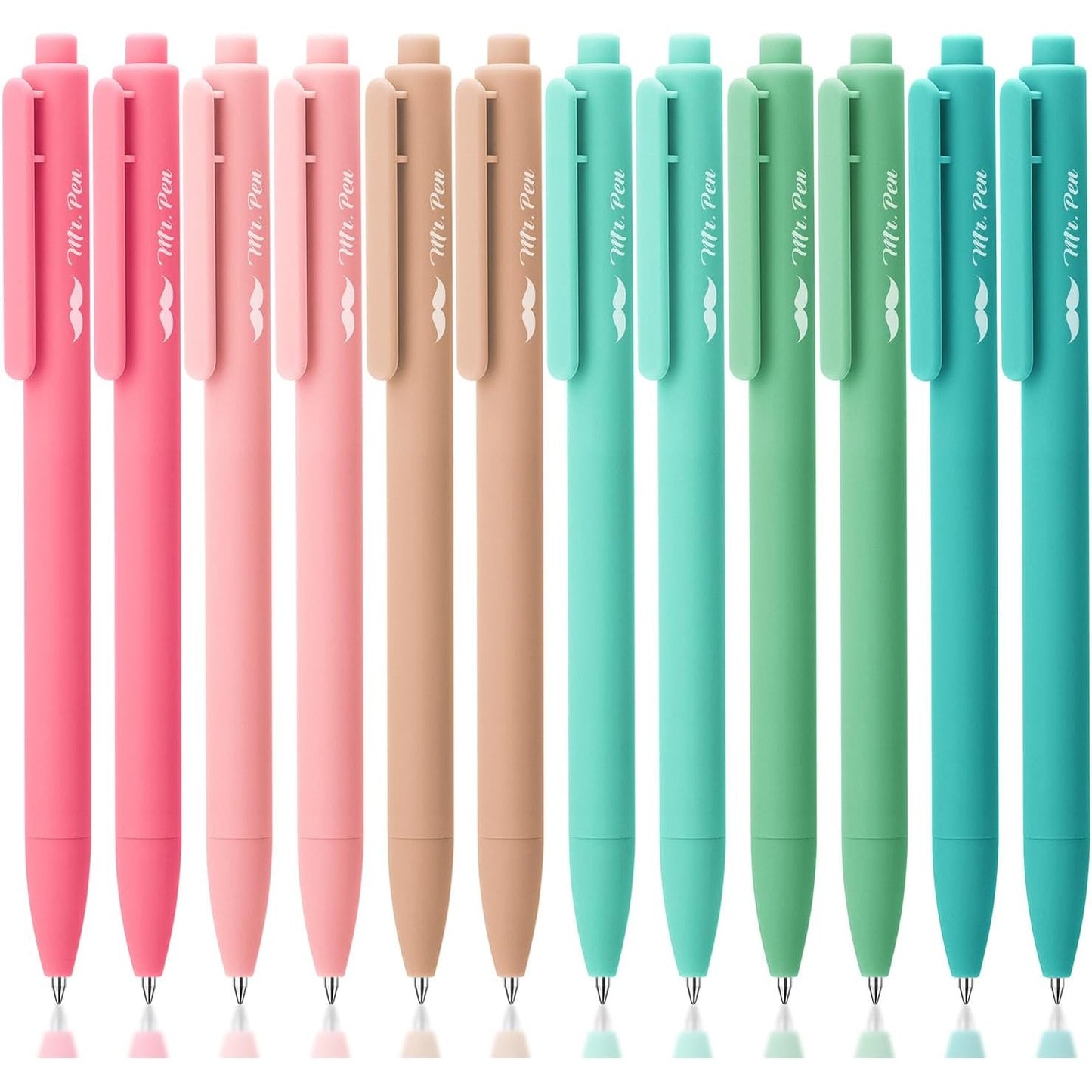 Mr. Pen- Retractable Gel Pens, 12 Pack, Black Ink, Retro Colors Barrel Gel Pens, Gel Pens Fine Point 0.5mm, Retractable Pens