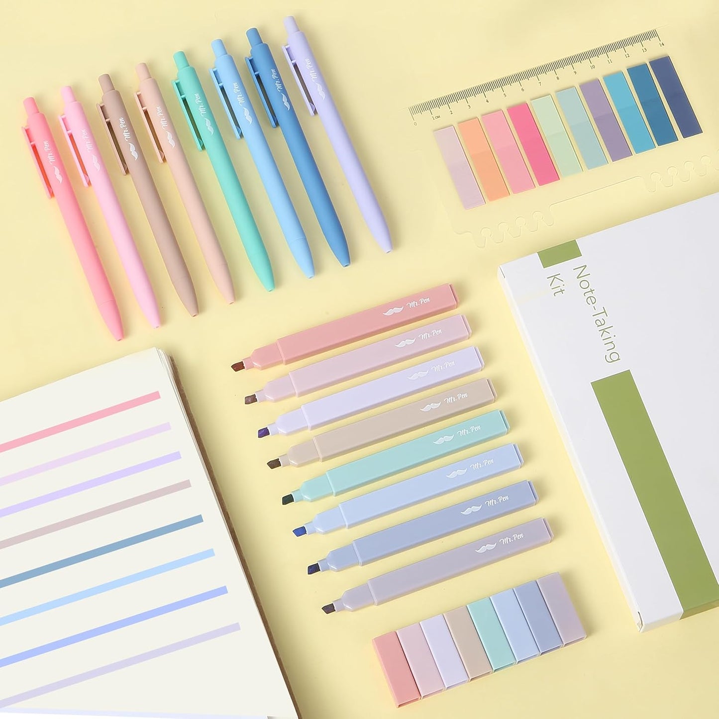 Mr. Pen- Aesthetic Bible Highlighters and Pens No Bleed, 16 Pack, 200 Sheets Transparent Sticky Tabs, Bible Highlighters No Bleed Highlighters for Bible Pages No Bleed