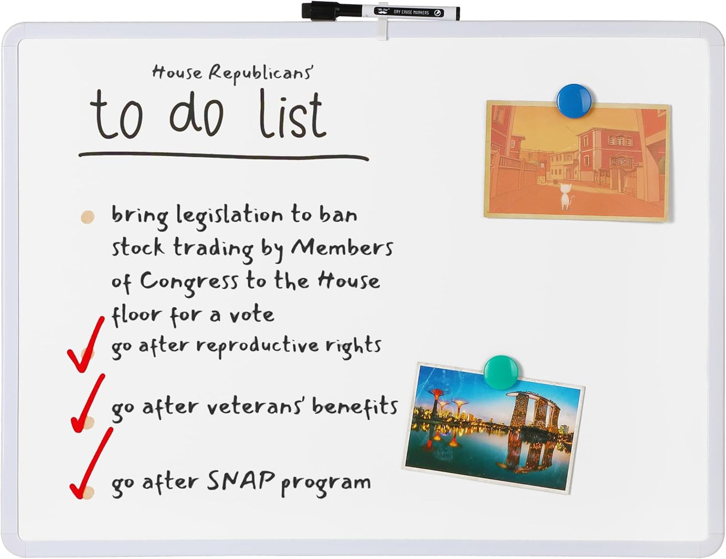 Dry Erase Board, 18” x 24”, Magnetic Steel, Marker Included