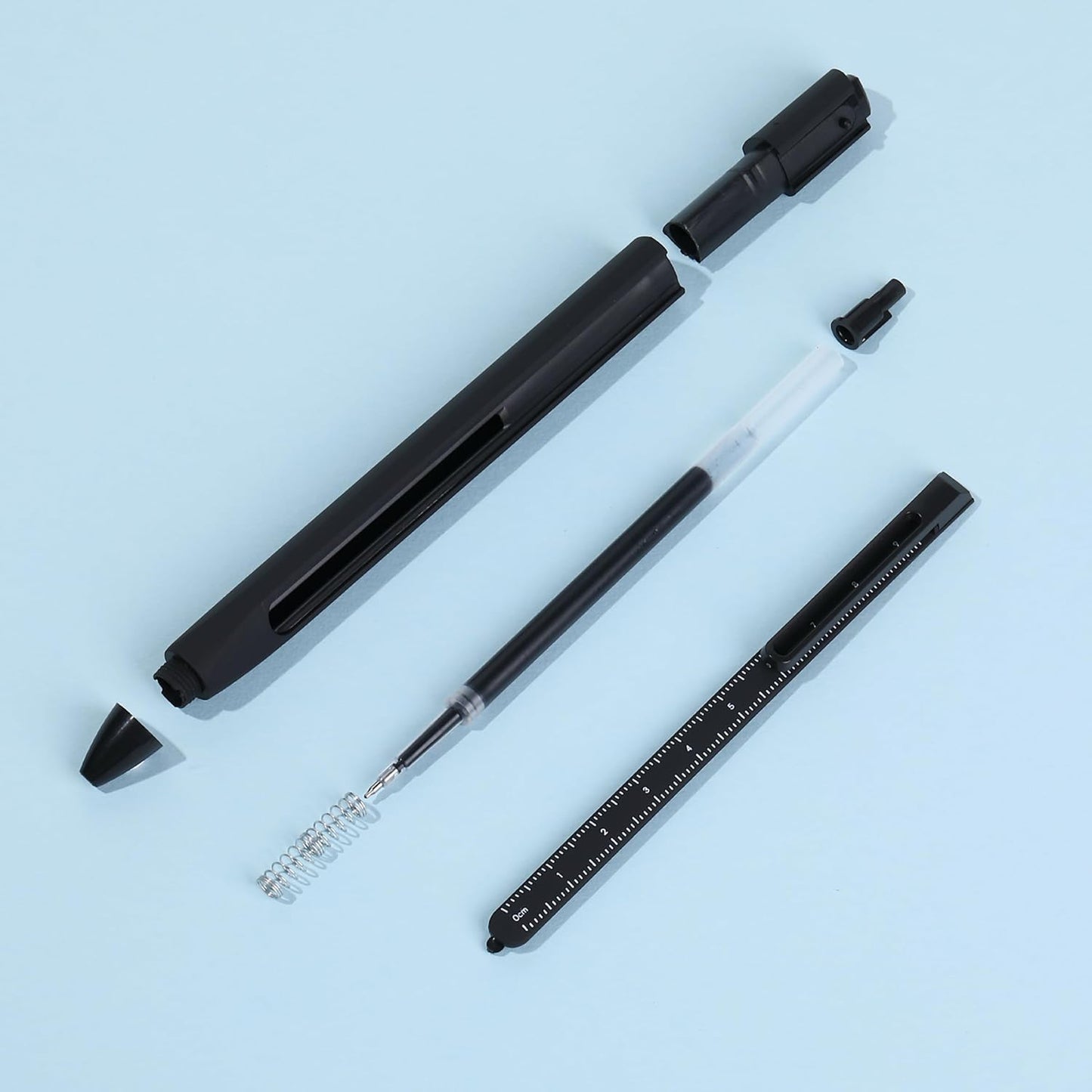 Retractable Gel Pens with Ruler, 3 Pack, Black Ink Gel Pens, Gel Pens Fine Point 0.5mm, Retractable Pens, Gel Ink Pens, Aesthetic Pens for Journaling Fine Tip Pens