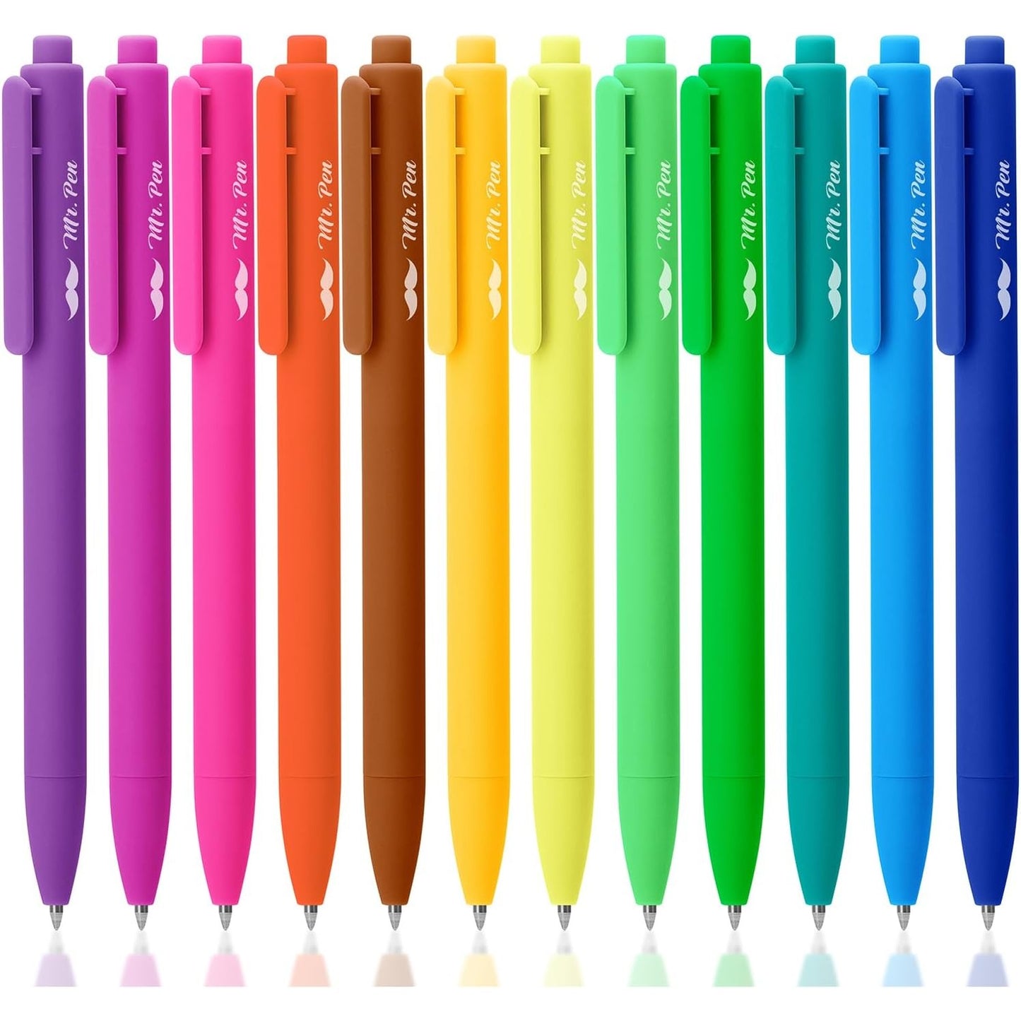 Retractable Gel Pens, 12 Pack, Cute Design, Colored Ink, Quick-Dry, Fine Point 0.7mm