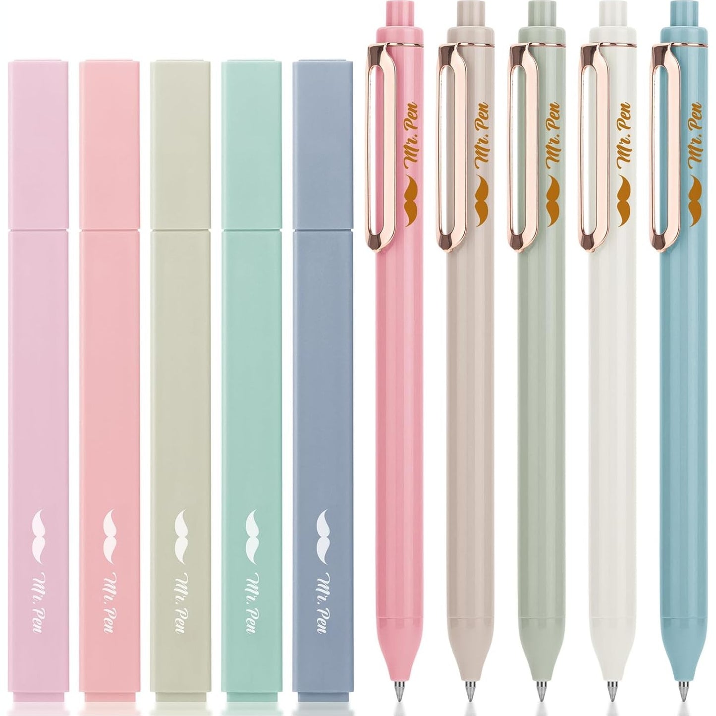 Aesthetic Highlighters & Gel Pens, 10 Pack, No Bleed Pastel Highlighters with Black Ink Pens