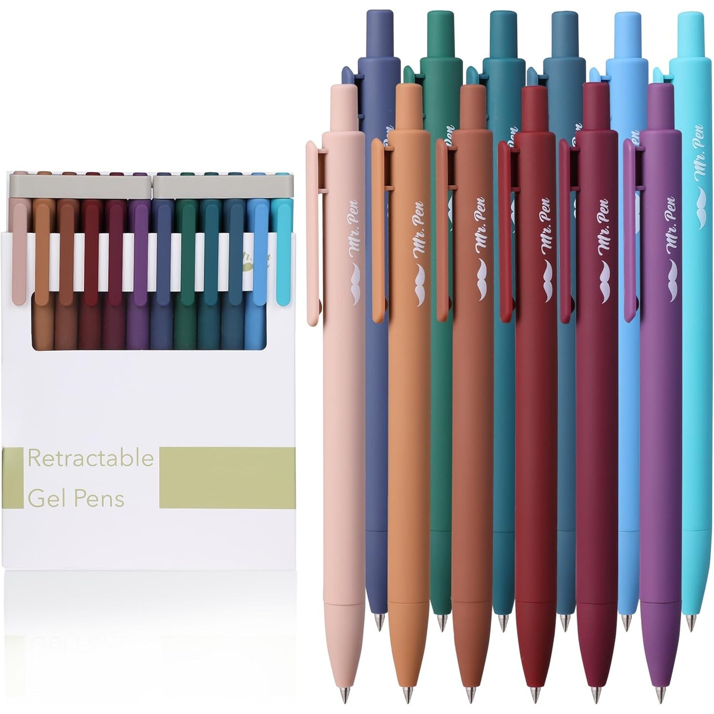 Retractable Gel Pens, 12 Pack, Dark Vintage Gel Pens, Gel Pens Fine Point 0.7mm, Retractable Pens, Cute Pens, Gel Ink Pens, Aesthetic Pens for Journaling Fine Tip Pens