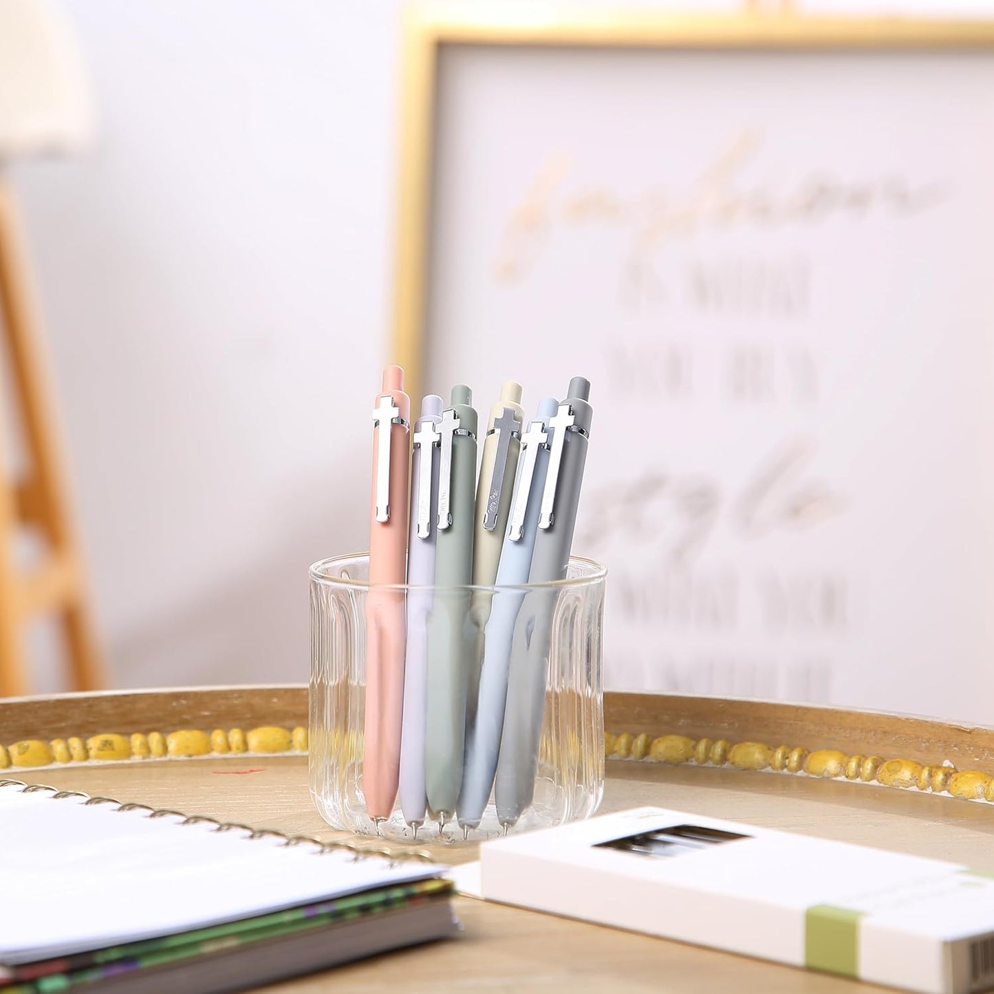 Customizable Retractable Cross Clip Pens, Black Ink, Fine Point 0.5mm, Assorted Color Barrels