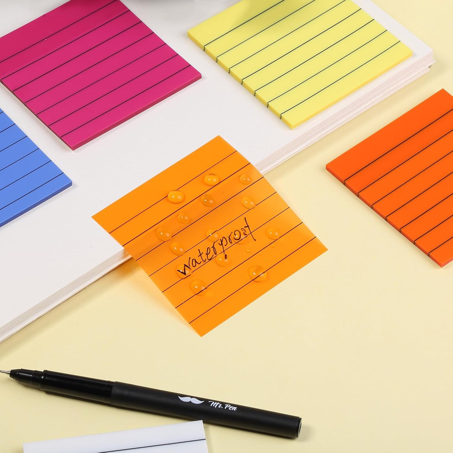 Lined Transparent Sticky Notes 3x3, 10 Pads, 500 Sheets