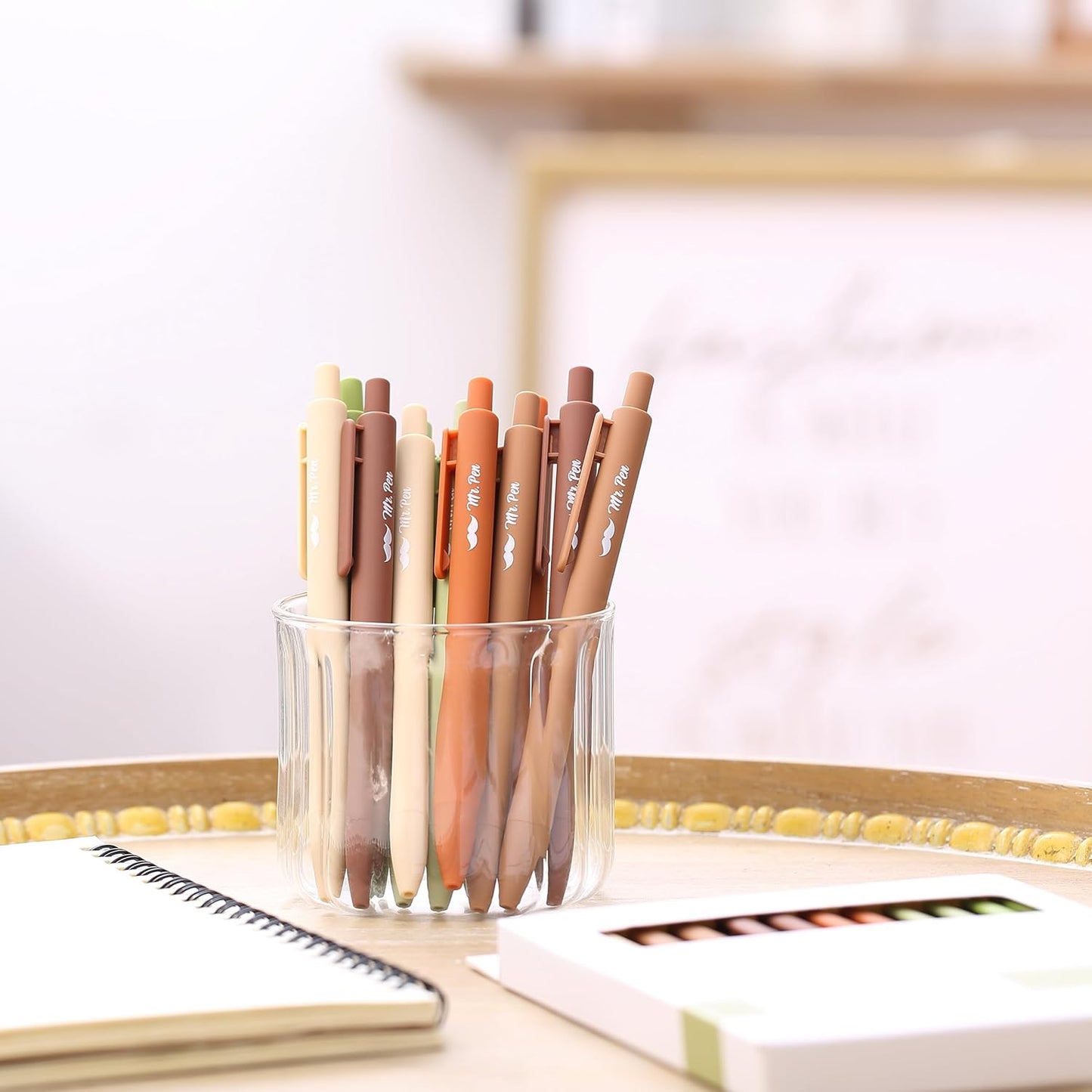 Mr. Pen- Retractable Gel Pens, 12 Pack, Black Ink, Dark Earthy Color Barrel Gel Pens, Gel Pens Fine Point 0.5mm, Retractable Pens