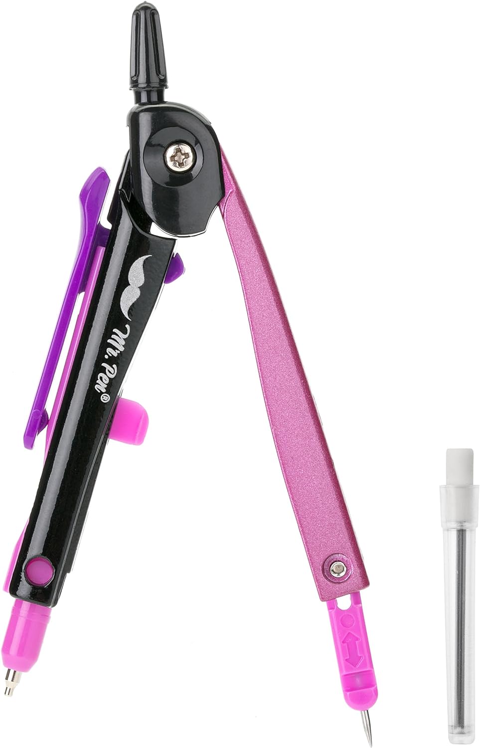 School Compass for Geometry, Pink Metal Frame, Center Wheel