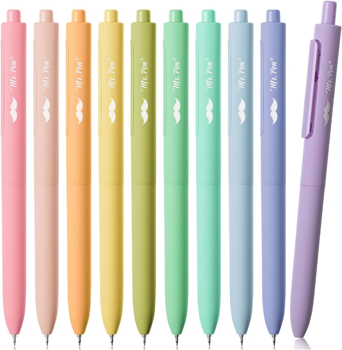 Retractable Gel Pens 10 Pack Colorful Ink Gel Pens Pastel Barrels Mr. Pen