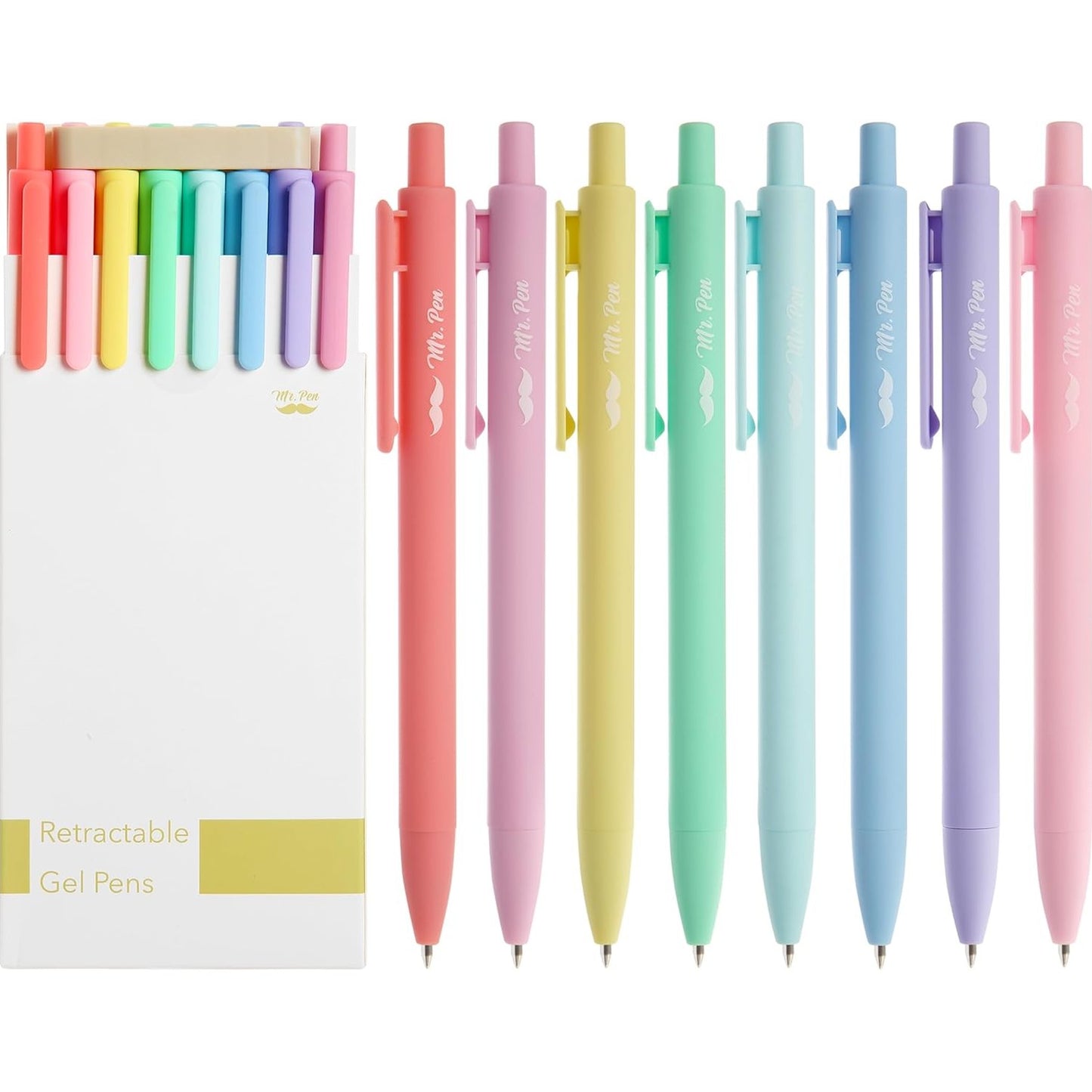 Mr. Pen- Retractable Gel Pens, 8 Pack, Pastel Ink Gel Pens, Gel Pens Fine Point 0.7mm