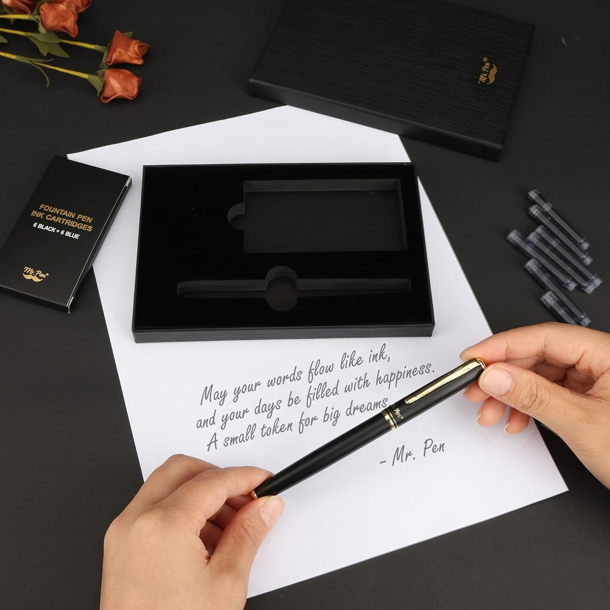 Mr. Pen- Fountain Pen Set, 6 Black & 6 Blue Ink Refills Cartridges