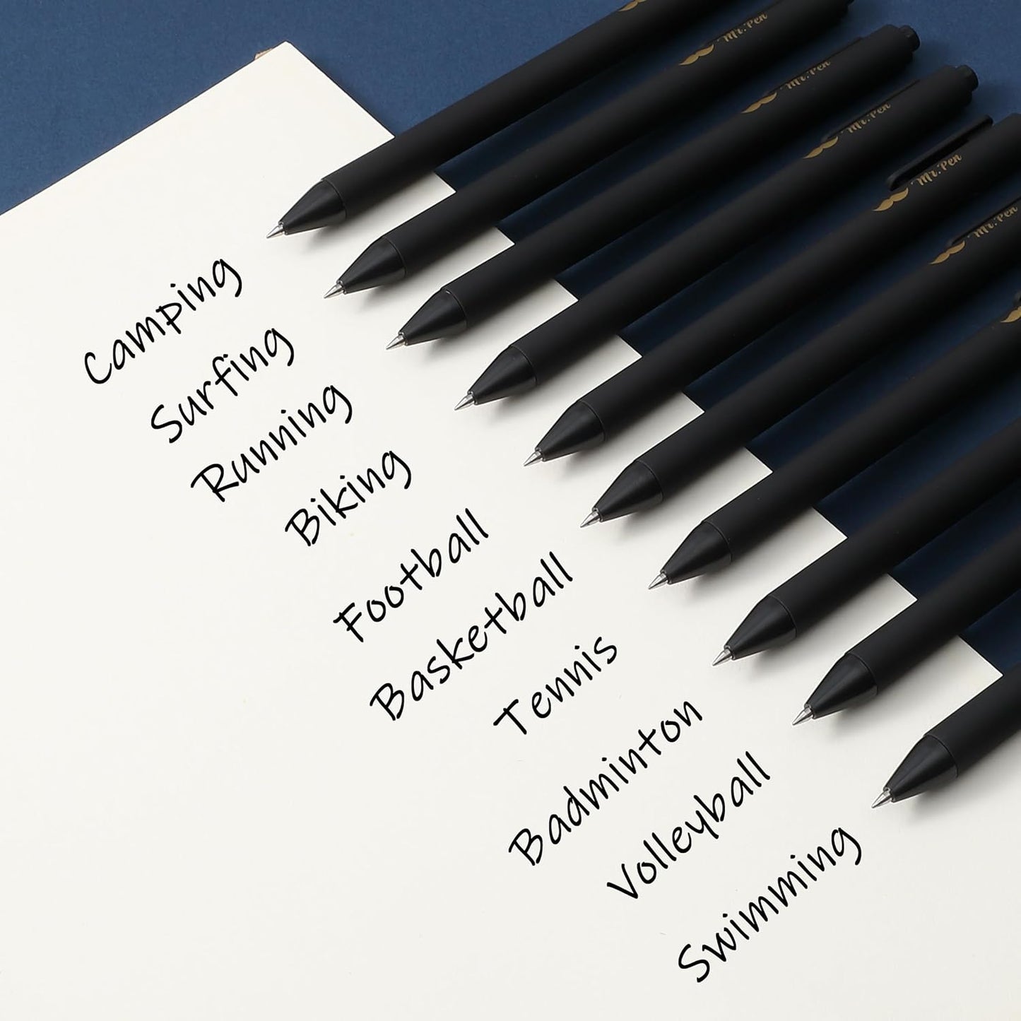 Retractable Gel Pens, 10 Pack, Black Ink, 0.5mm Fine Point, Matte Barrel