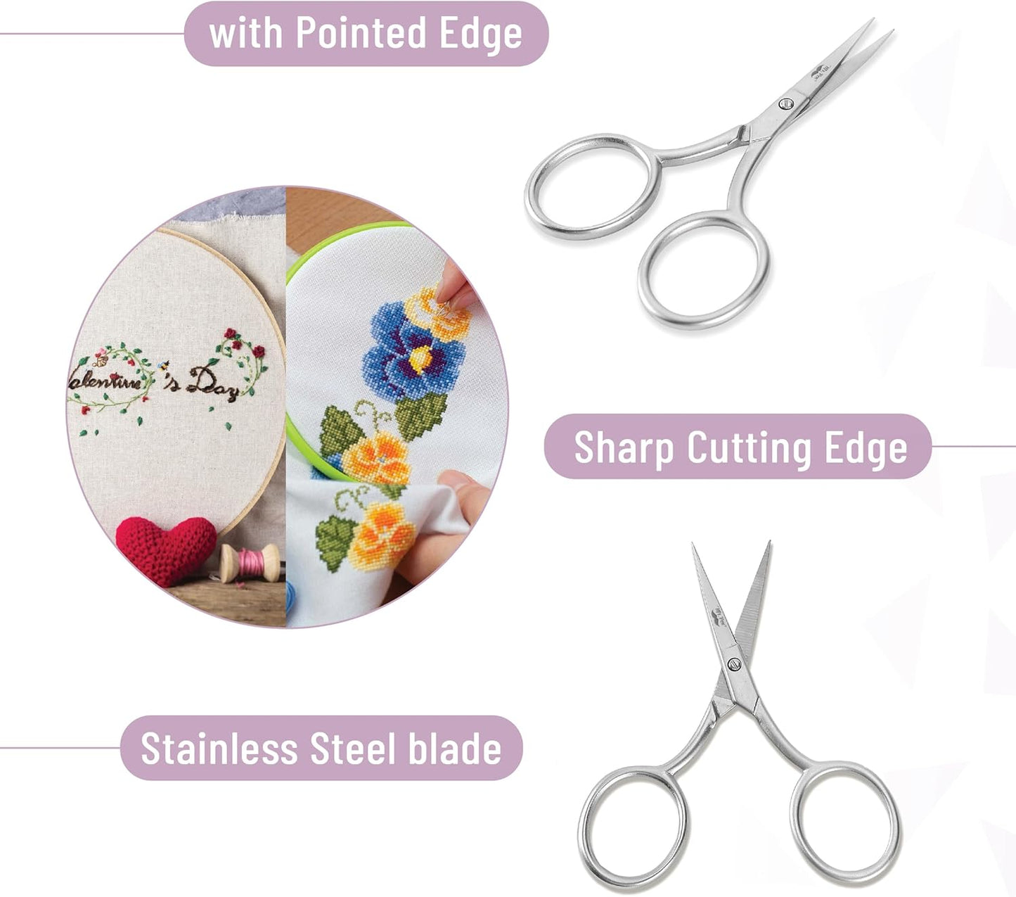 Mr. Pen- Embroidery Scissors Curved, 2 Pack, 3.5 Inch, Silver Embroidery Scissors Small