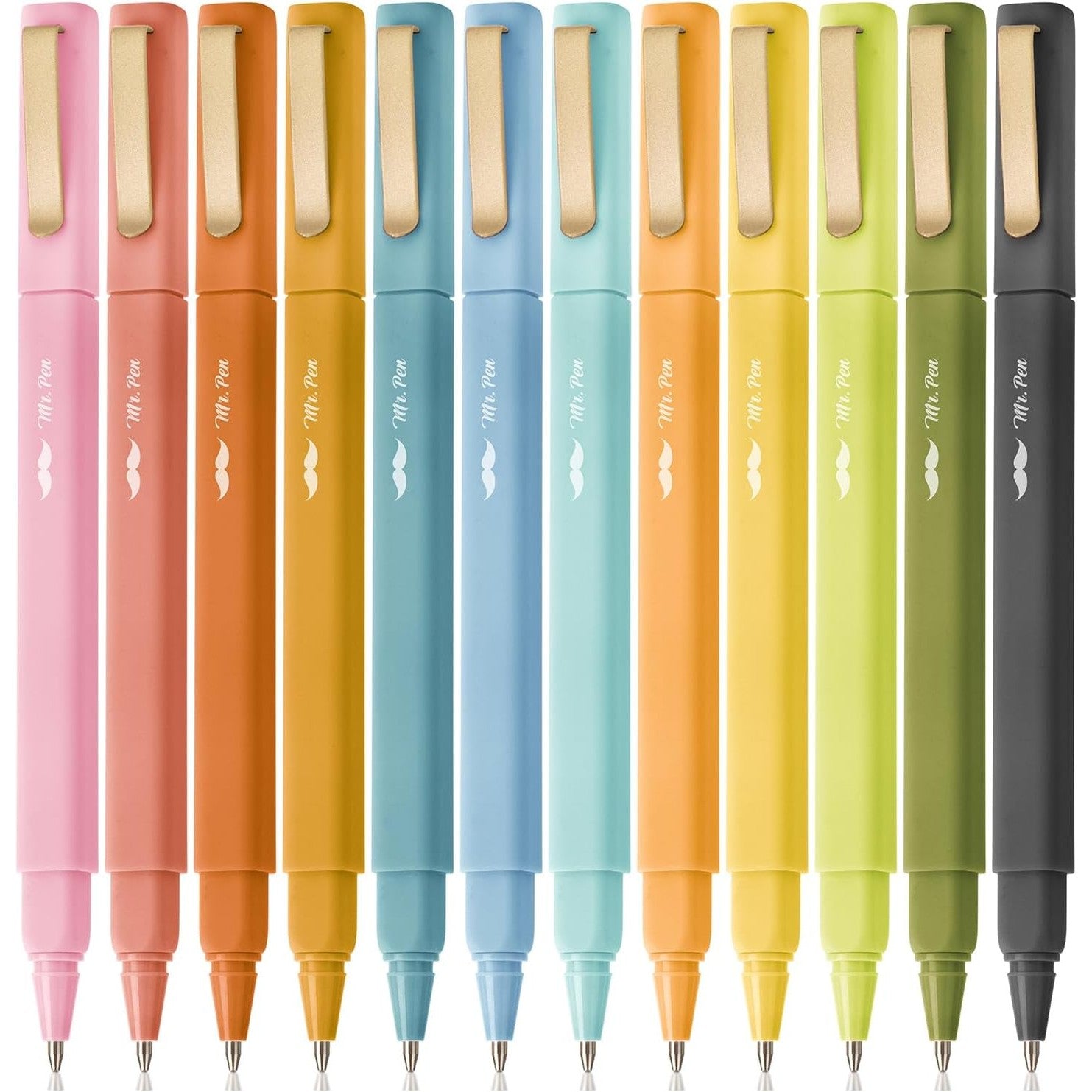 Bible Pens, Aesthetic Ballpoint, 12 Pack, Black Ink, No-Bleed, Fast Dry, Fine Point, Stylish Square Design